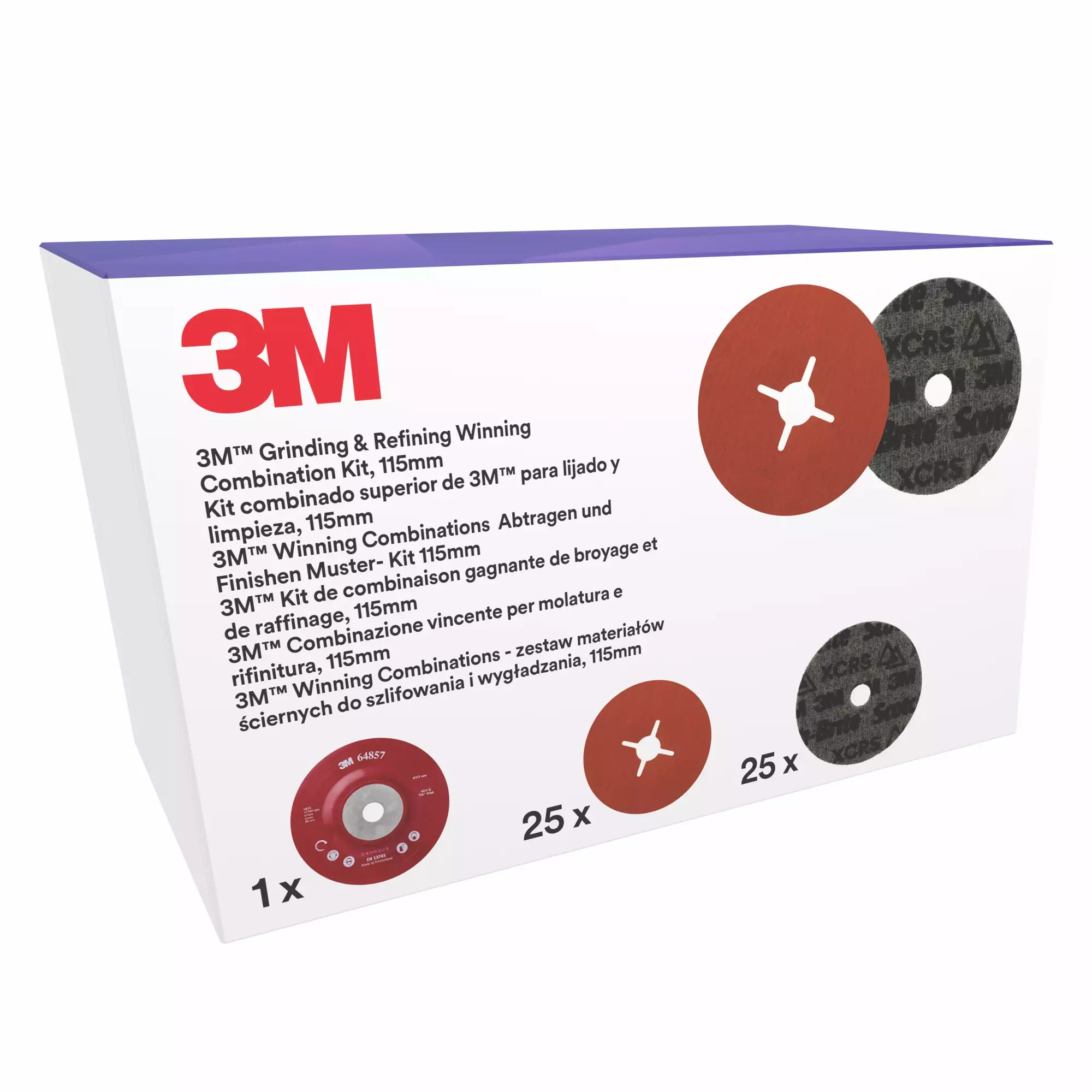 3M™ Grinding & Refining Kit, includes 115 mm 787C and PN-DH Disc, with Flat Back-up Pad, 1 ea/Kit