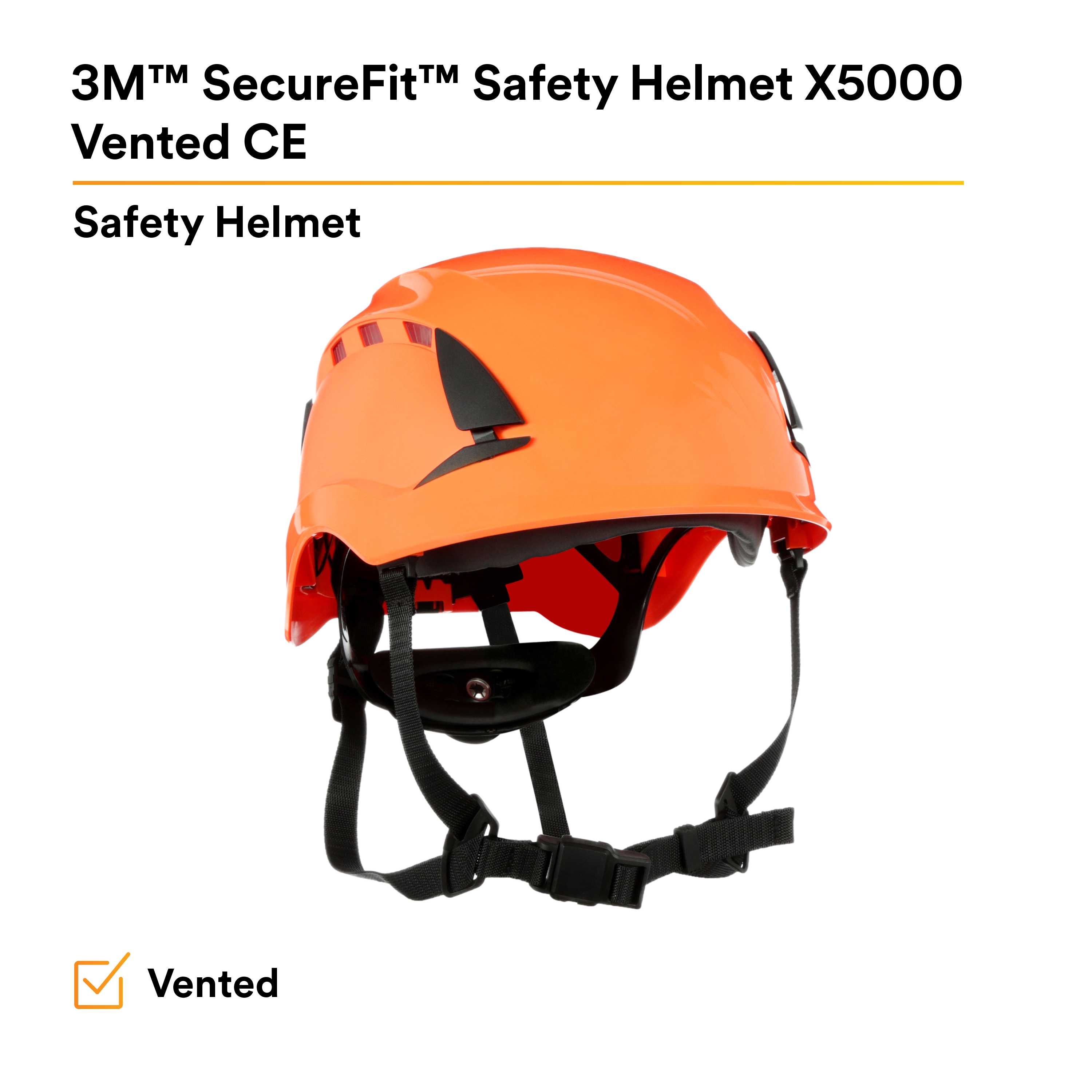 3M™ SecureFit™ Elmetto, X5007VE-CE, arancione, ventilato, 1000 VCA, marchio CE, 4 unità/cartone