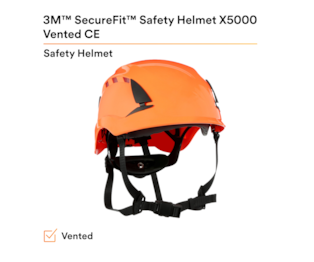 3M™ SecureFit™ Elmetto, X5007VE-CE, arancione, ventilato, 1000 VCA, marchio CE, 4 unità/cartone