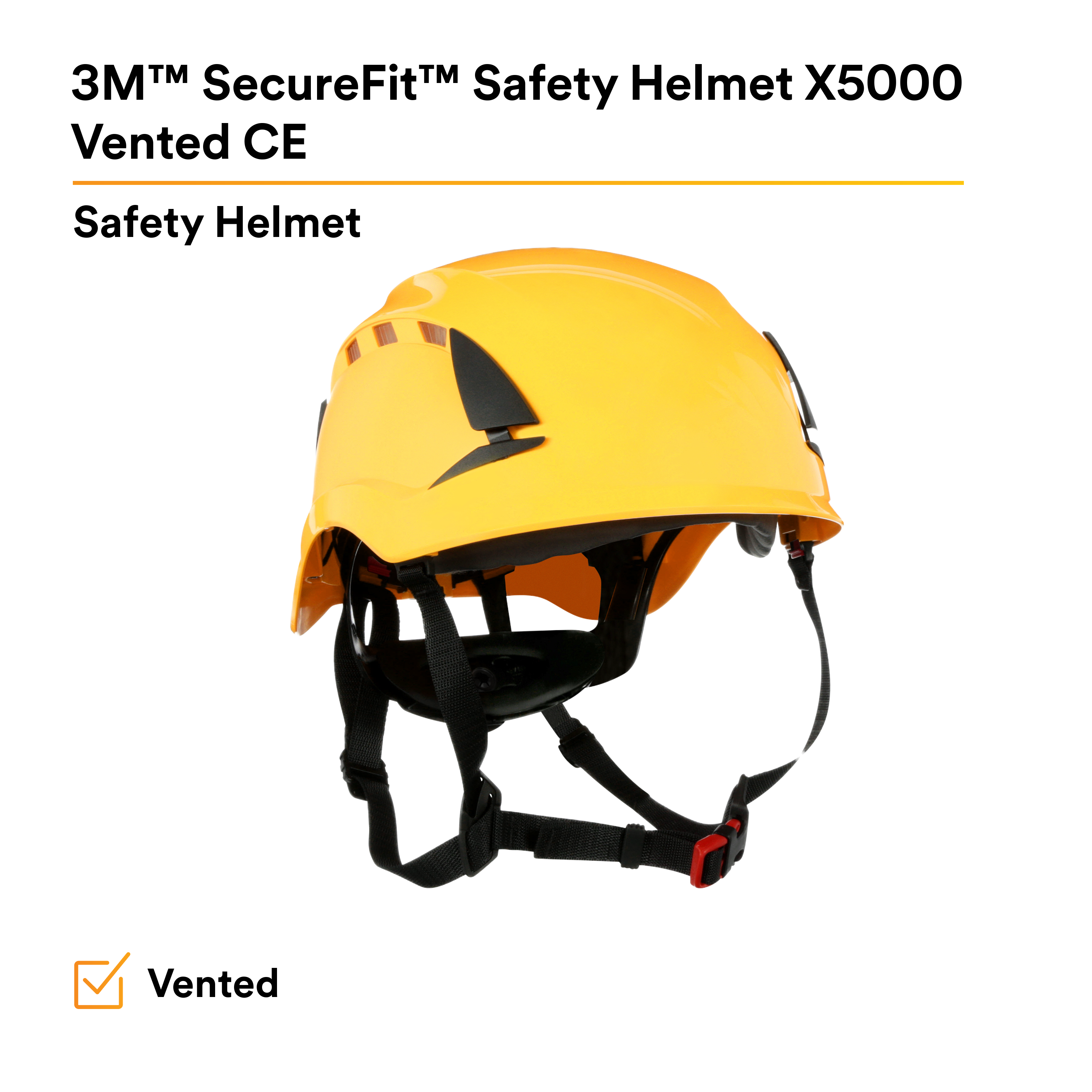 3M™ SecureFit™ Elmetto, X5001V-CE, giallo, ventilato, 1000 VCA, marchio CE, 4 unità/cartone