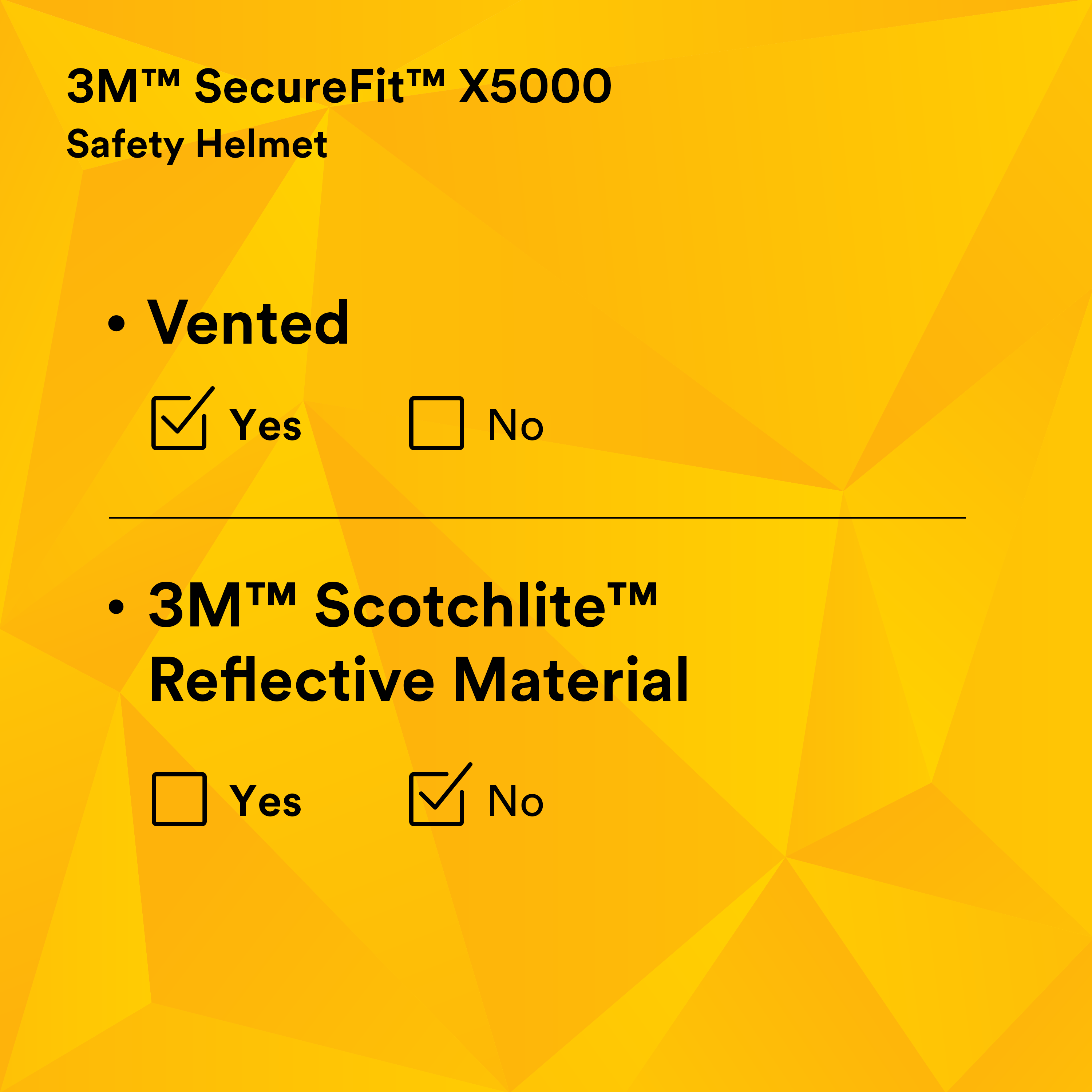 3M™ SecureFit™ Elmetto, X5001V-CE, giallo, ventilato, 1000 VCA, marchio CE, 4 unità/cartone
