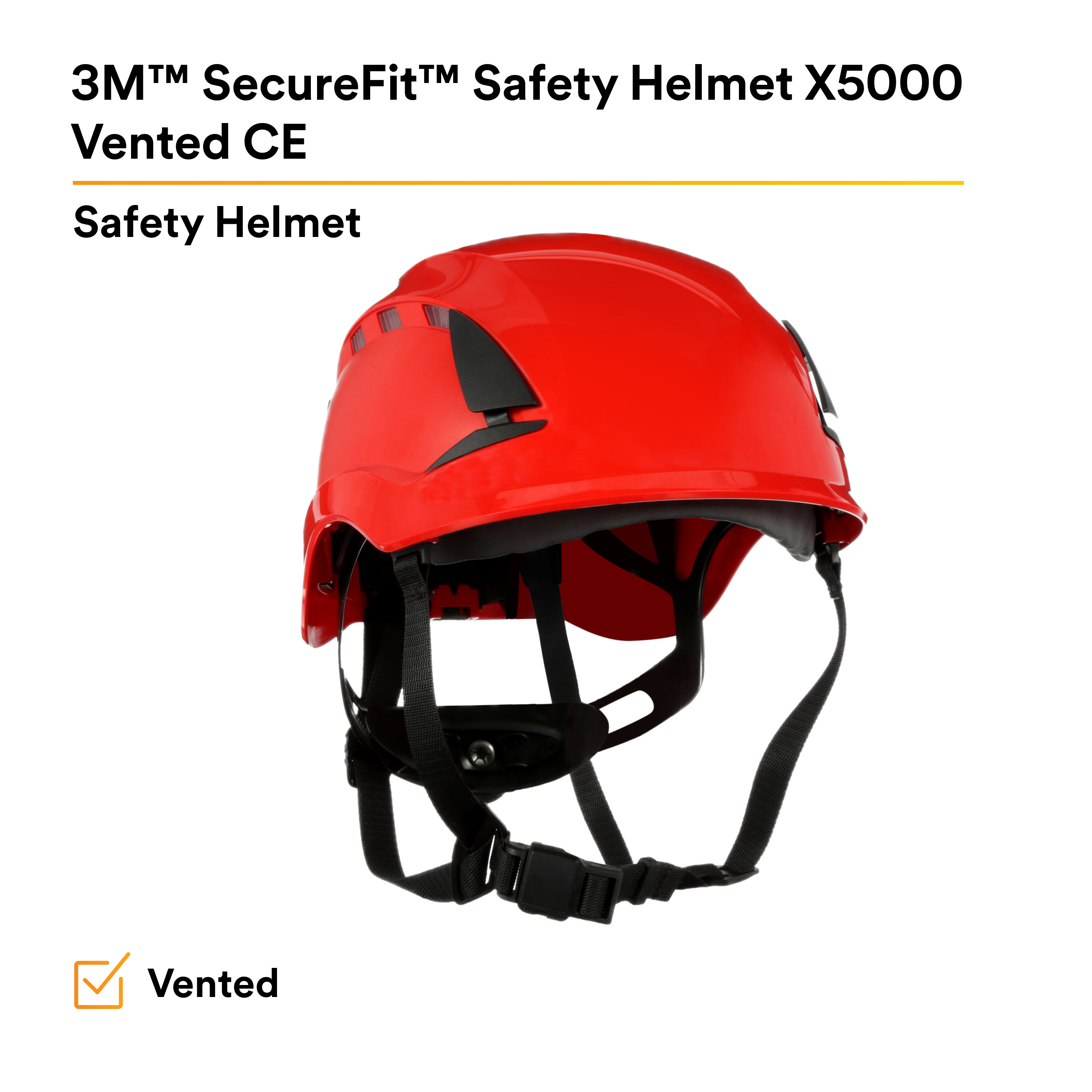 3M™ SecureFit™ Elmetto, X5005VE-CE, rosso, ventilato, 1000 VCA, marchio CE, 4 unità/cartone