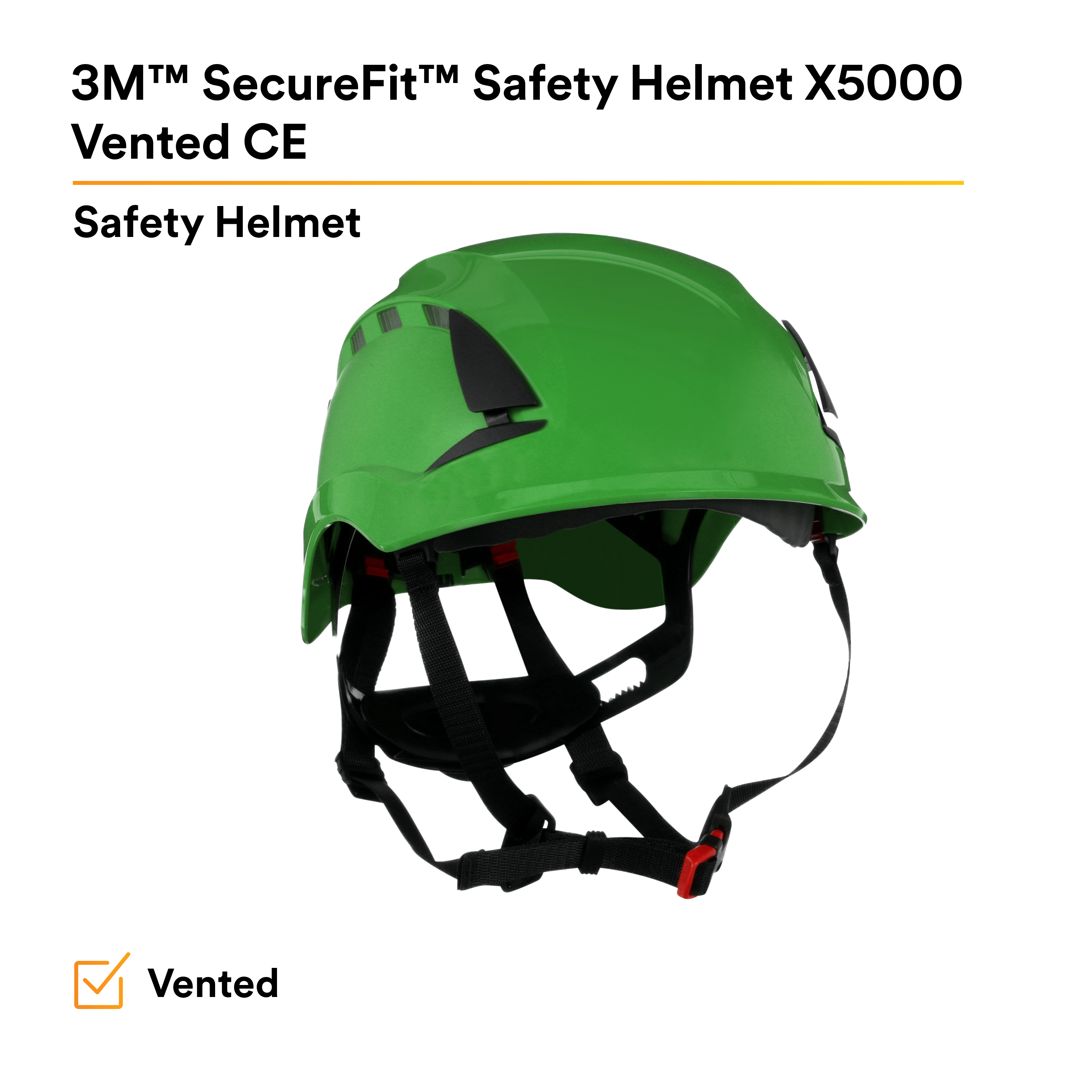 3M™ SecureFit™ Elmetto, X5004VE-CE, verde, ventilato, 1000 VCA, marchio CE, 4 unità/cartone