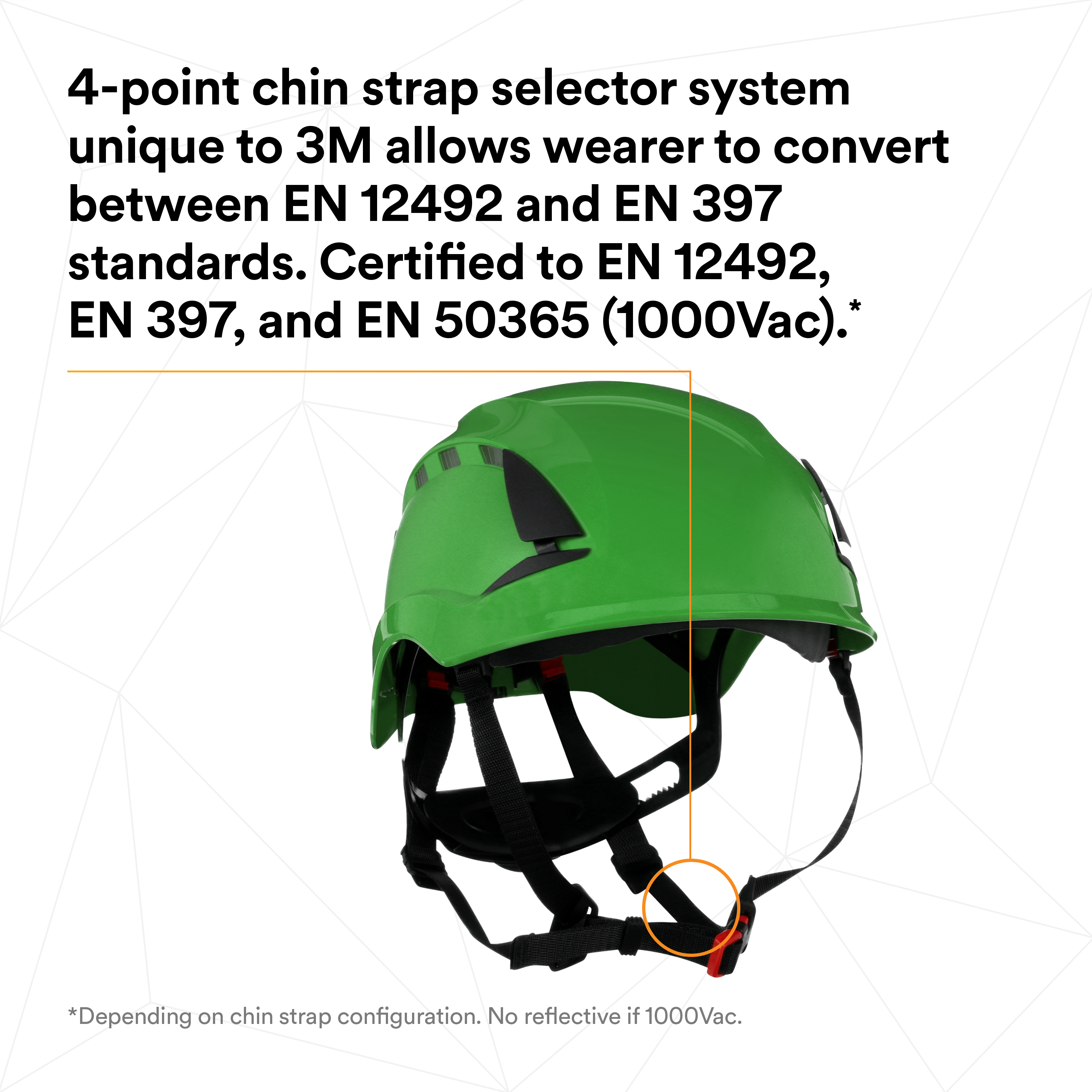 3M™ SecureFit™ Elmetto, X5004VE-CE, verde, ventilato, 1000 VCA, marchio CE, 4 unità/cartone