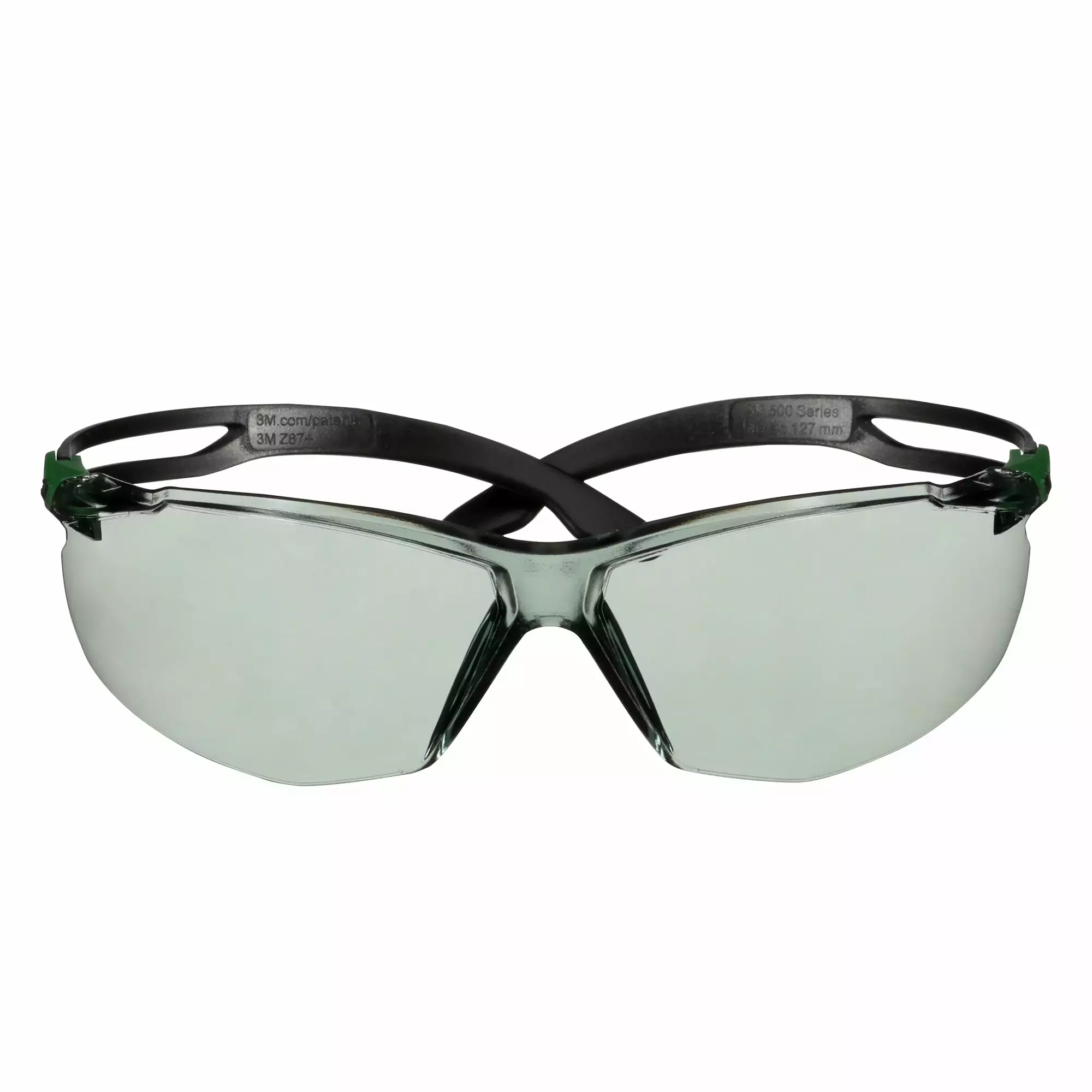 3M™ SecureFit™ 500 Safety Glasses, Green/Black frame, Anti-Scratch+ (K), IR 1.7 Grey  lens, SF517ASP-GRN-EU, 20/Case