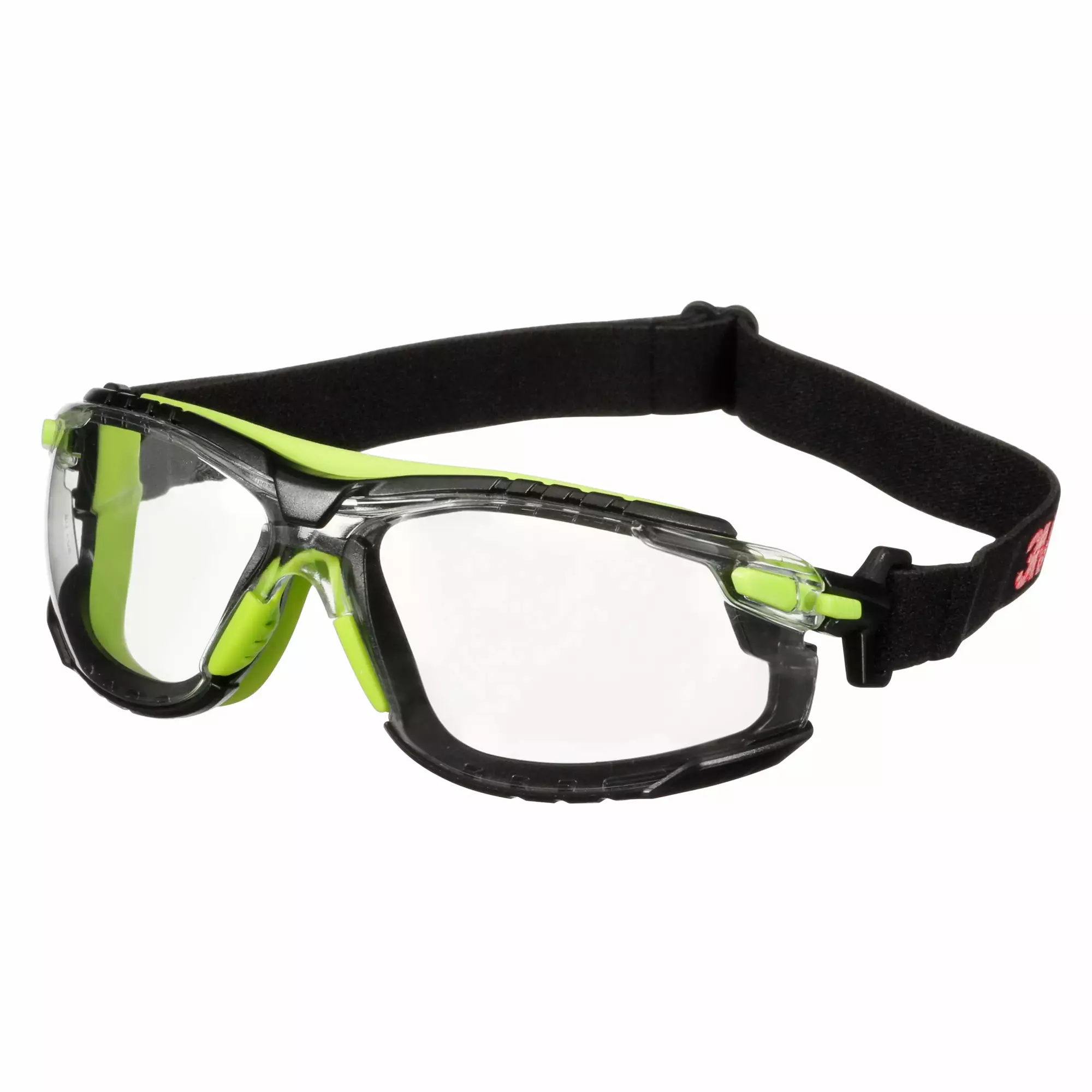 3M™ Solus™ 1000 Safety Glasses, Green / Black Frame, Scotchgard™ Anti-Fog/Anti-Scratch Coating (K&N), Clear lens, TPE Gasket and Strap, S1201SGAF-TSKT-EU