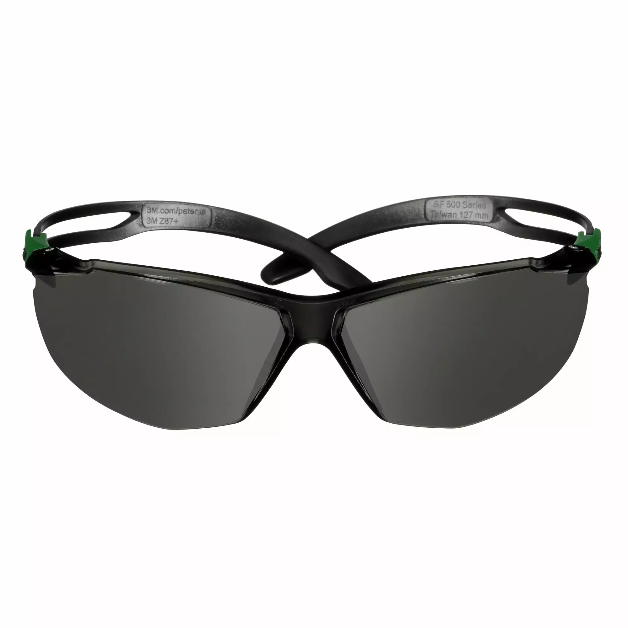 3M™ SecureFit™ 500 Safety Glasses, Green/Black frame, Anti-Scratch+ (K), IR 3.0 Grey  lens, SF530ASP-GRN-EU, 20/Case