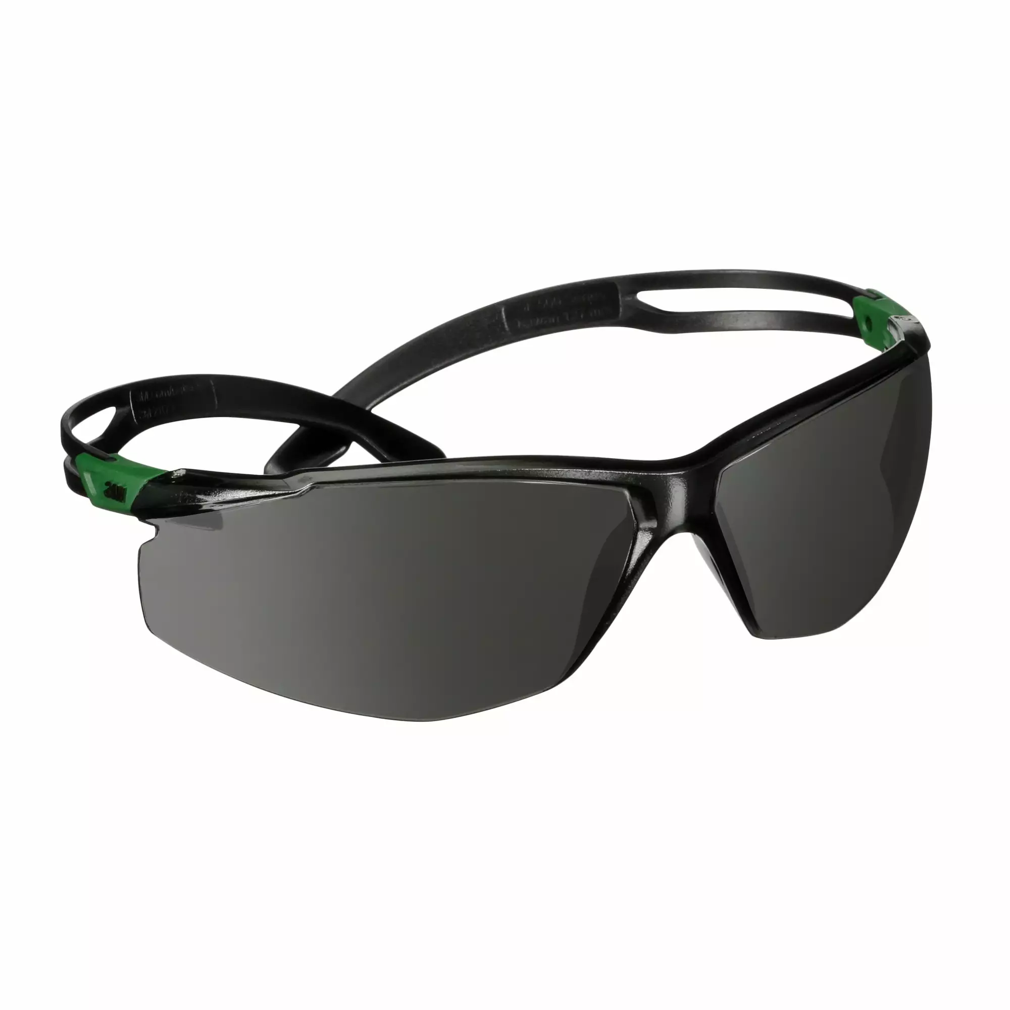 3M™ SecureFit™ 500 Safety Glasses, Green/Black frame, Anti-Scratch+ (K), IR 3.0 Grey  lens, SF530ASP-GRN-EU, 20/Case