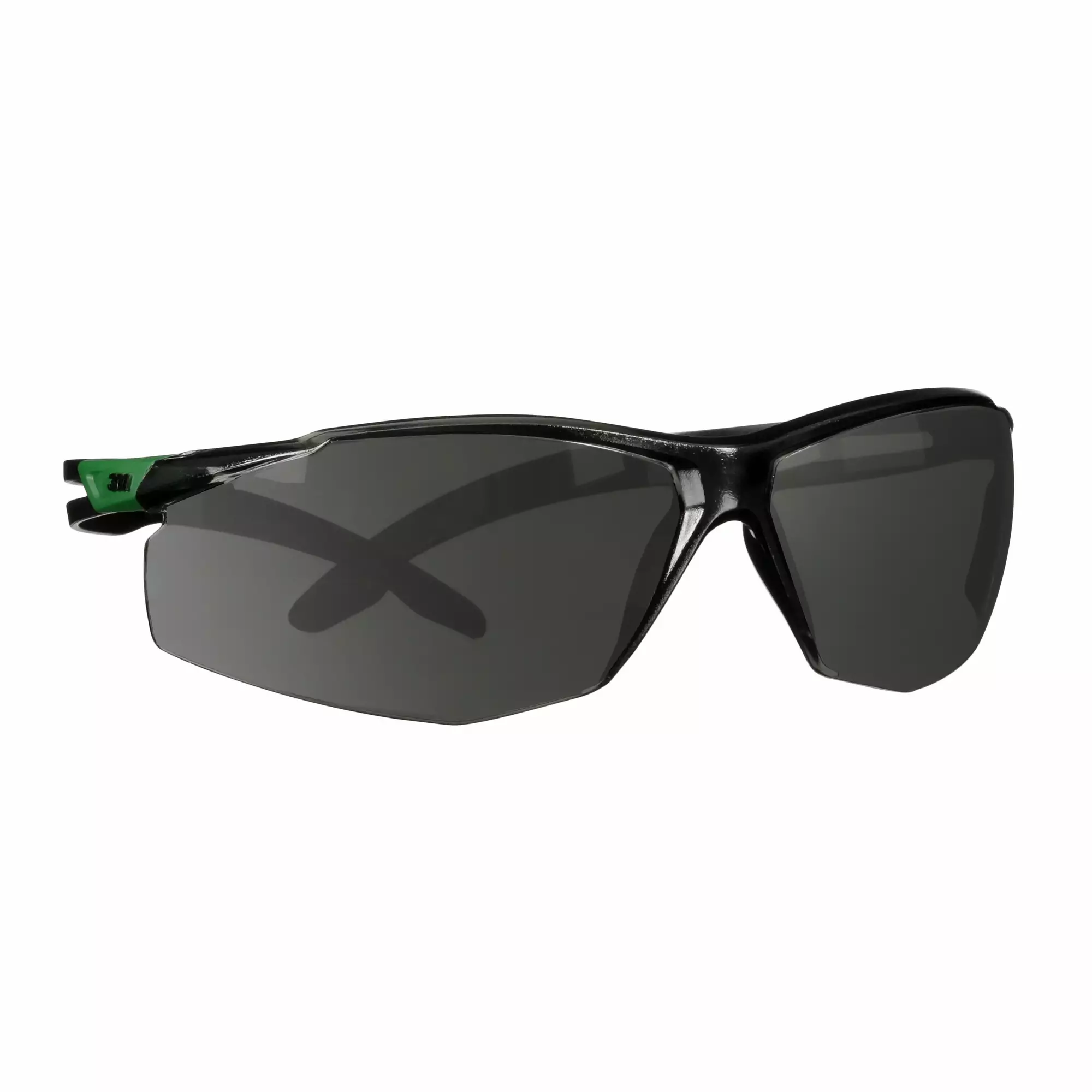 3M™ SecureFit™ 500 Safety Glasses, Green/Black frame, Anti-Scratch+ (K), IR 3.0 Grey  lens, SF530ASP-GRN-EU, 20/Case
