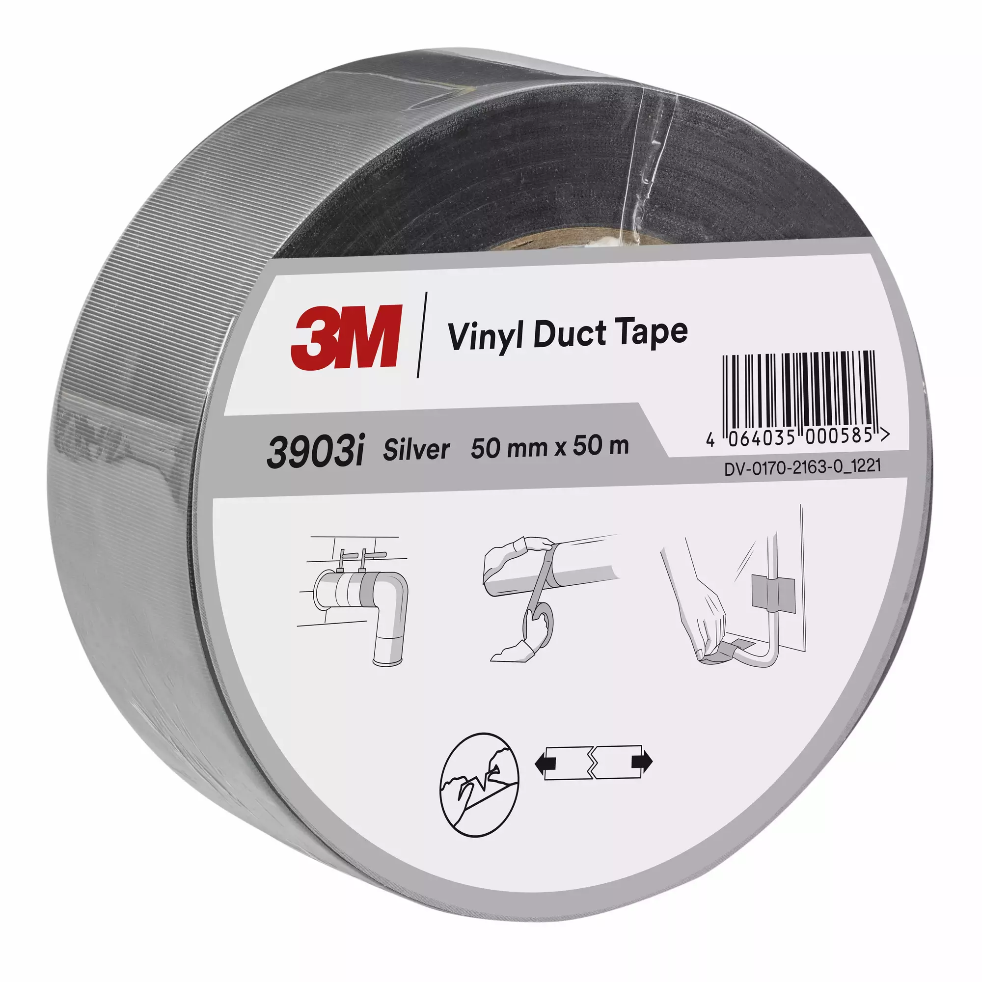 Fita adesiva de vinil 3M™ 3903i, Prata, 50 mm x 50 m
