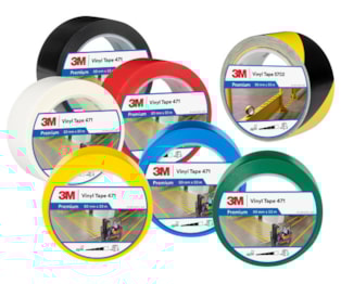 3M™ Fita Premium de Vinil com Riscas de Segurança 5702, Amarelo/preto, 50 mm x 33 m