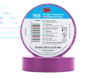 3M™ Temflex™ Vinyl Electrical Tape 165, Purple, 15 mm x 10 m, 100 Rolls/Case