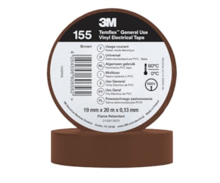 3M™ Temflex™ Vinyl Electrical Tape 155, Brown, 19 mm x 20 m, 100 Rolls/Case