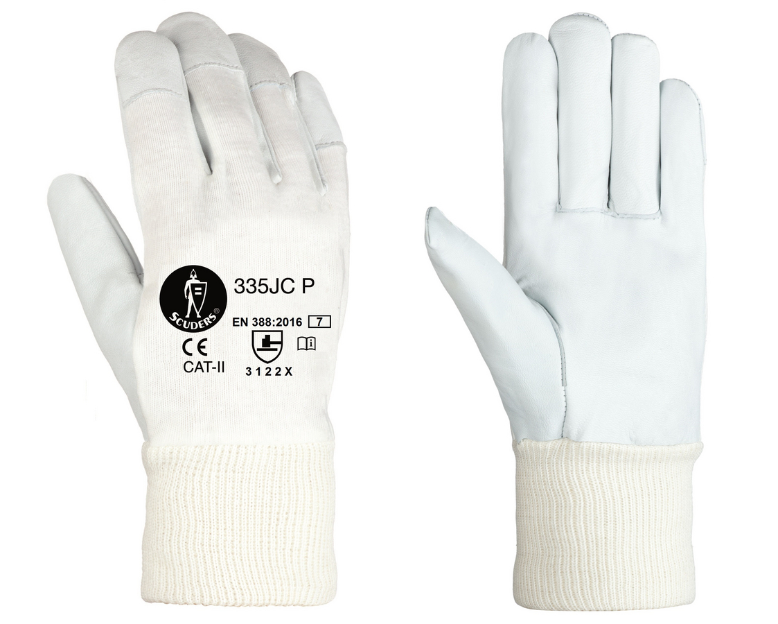 Luvas G. Flor Cabra Dorso Tejido c/Punho