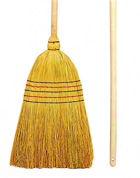 Vassoura Palha de Arroz Espalmada c/Cabo