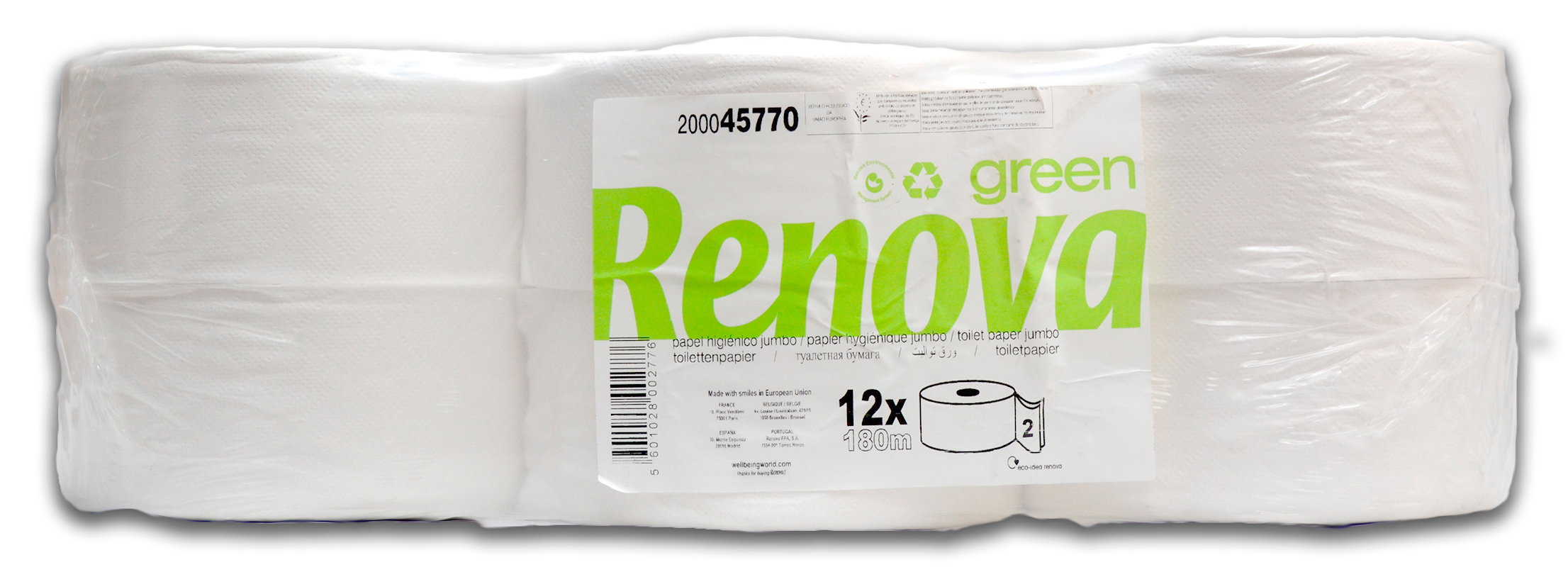 Papel Hig. Jumbo Renovagreen 2 Fls - Emb.12 Rolos