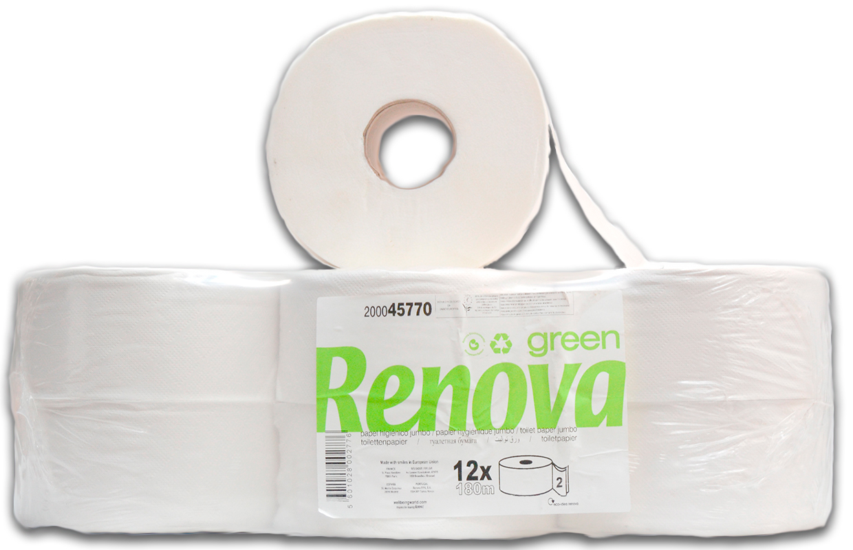 Papel Hig. Jumbo Renovagreen 2 Fls - Emb.12 Rolos